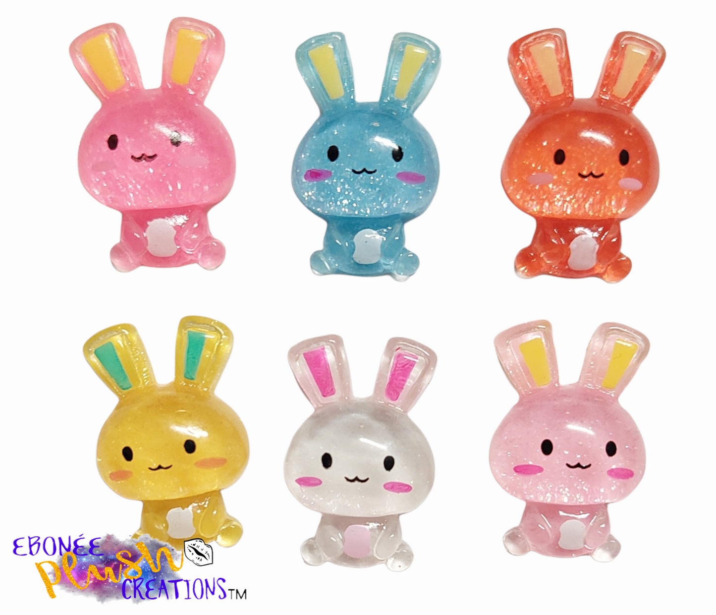 Kawaii Sitting Bunnies Nail Charms