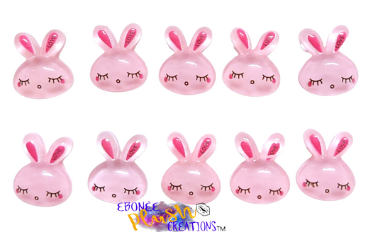 Kawaii Pink Sleepy Bunnies Nail Charms