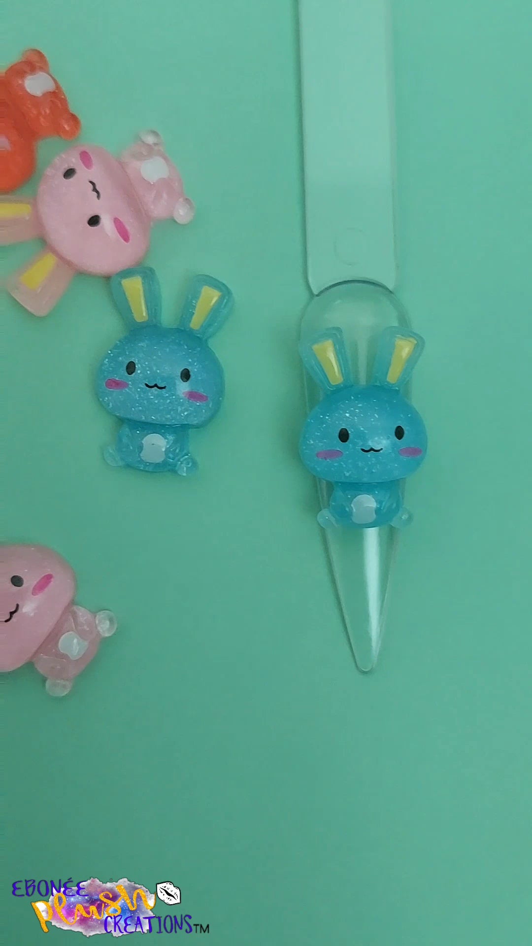 Kawaii Sitting Bunnies Nail Charms